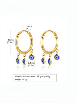 Stainless steel eyes huggie earring