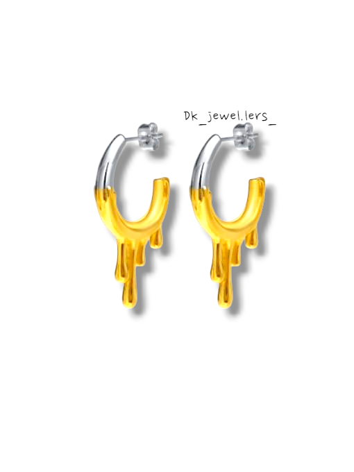 Stainless steel irregular huggie earring_0