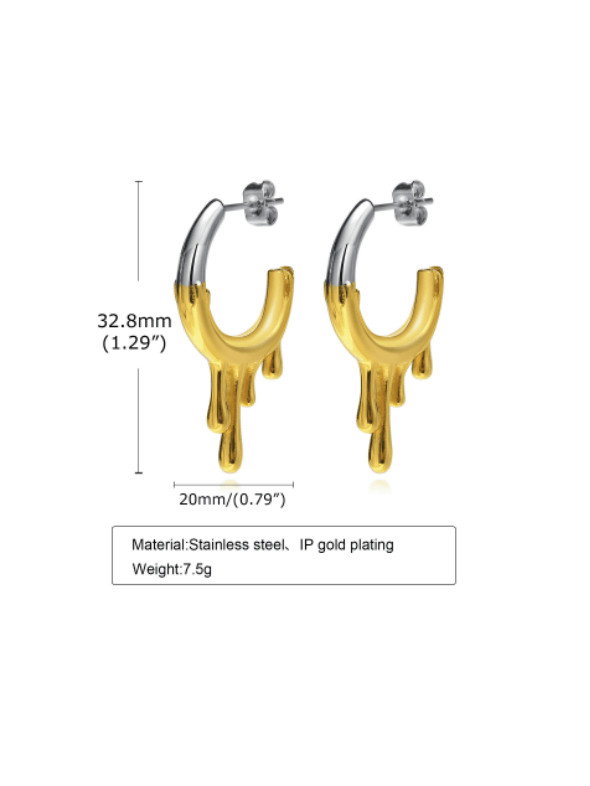 Stainless steel irregular huggie earring_1