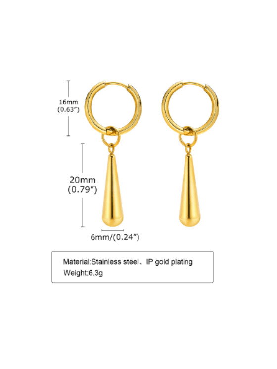 Stainless steel water drop huggie earring_1