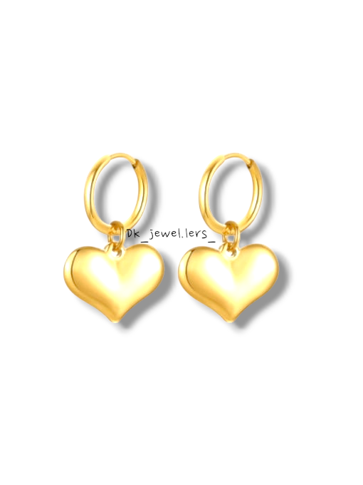 Titanium steel heart huggie earring_0