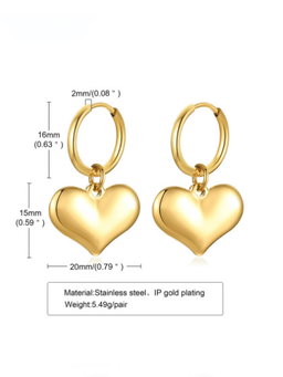 Titanium steel heart huggie earring