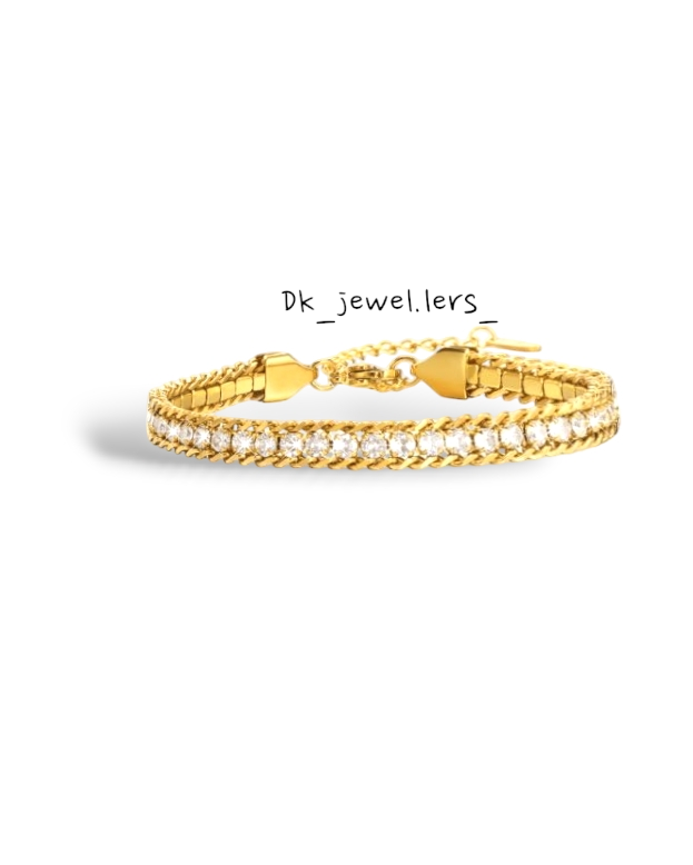 Stainless steel cubic zirconia link bracelet_0