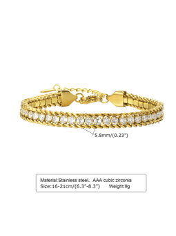 Stainless steel cubic zirconia link bracelet