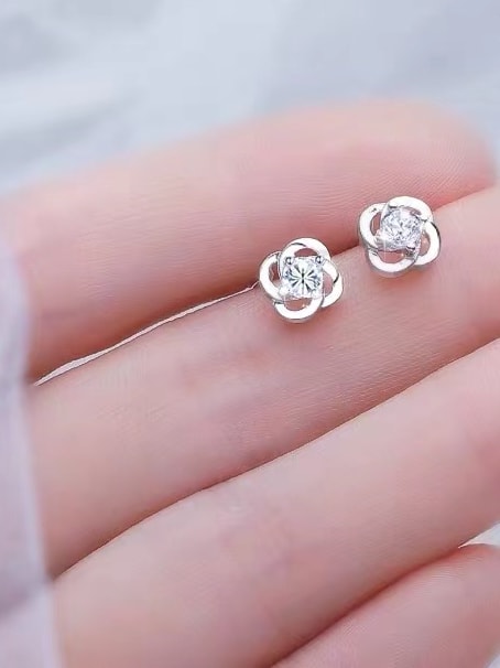 925 sterling silver cubic zirconia white  stud earring_1