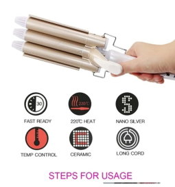Triple Barrel Waver, Hair Curler For Loose Curls, Crimped Waves, Deep Waves  ( AO-50022/PERM BOARD )