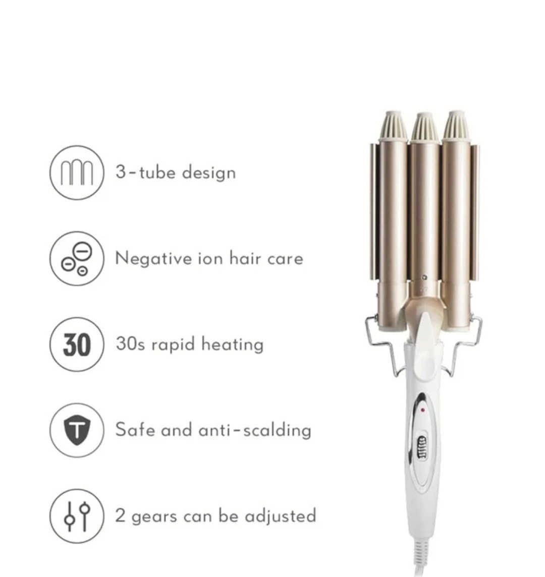 Triple Barrel Waver, Hair Curler For Loose Curls, Crimped Waves, Deep Waves  ( AO-50022/PERM BOARD )_3