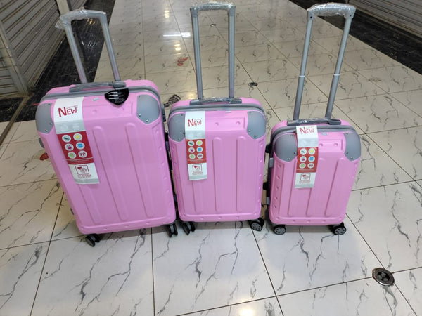 Suitcase 3pc Set (Rubber) - Pink_0