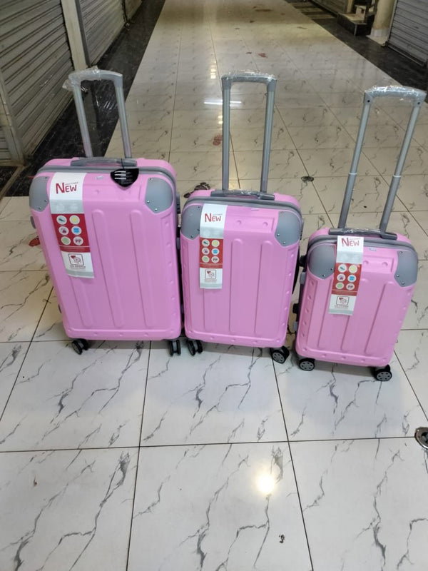 Suitcase 3pc Set (Rubber) - Pink_1