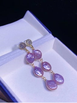 Boucles pendantes 3 perles 