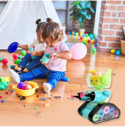Gear Robot Car for Kids, Transparent Electric Robot with Realistic Sound and Light, Bump & Go Gear Robot