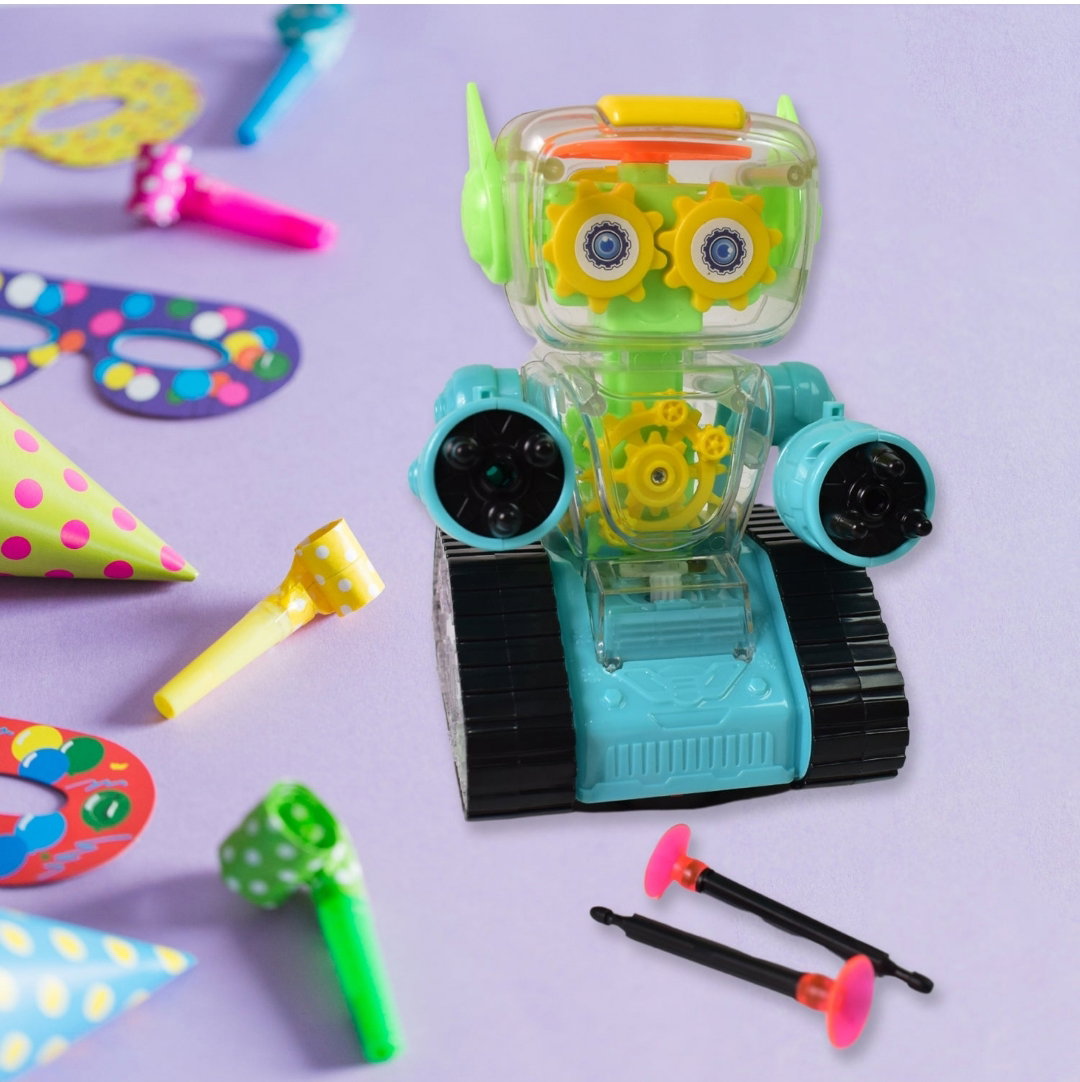 Gear Robot Car for Kids, Transparent Electric Robot with Realistic Sound and Light, Bump & Go Gear Robot_2
