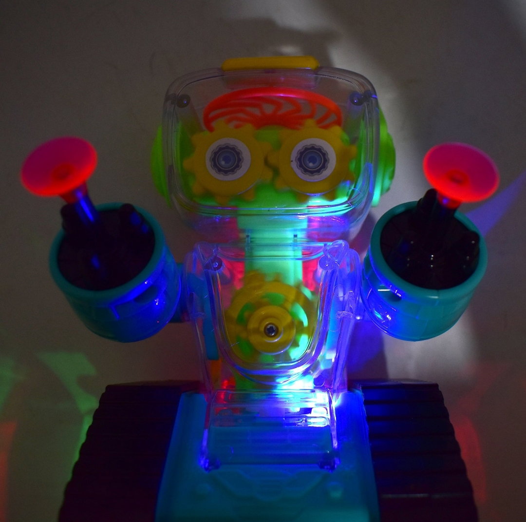 Gear Robot Car for Kids, Transparent Electric Robot with Realistic Sound and Light, Bump & Go Gear Robot_3