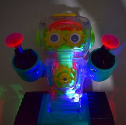 Gear Robot Car for Kids, Transparent Electric Robot with Realistic Sound and Light, Bump & Go Gear Robot