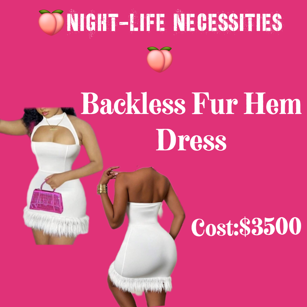 Slim Fit Fur Hem Dress_0