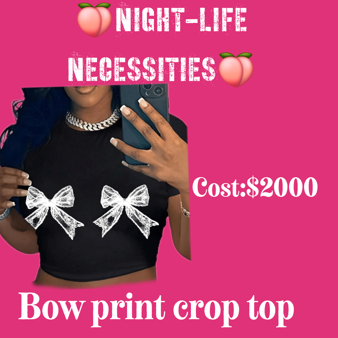 Bow Print Crop Top_0