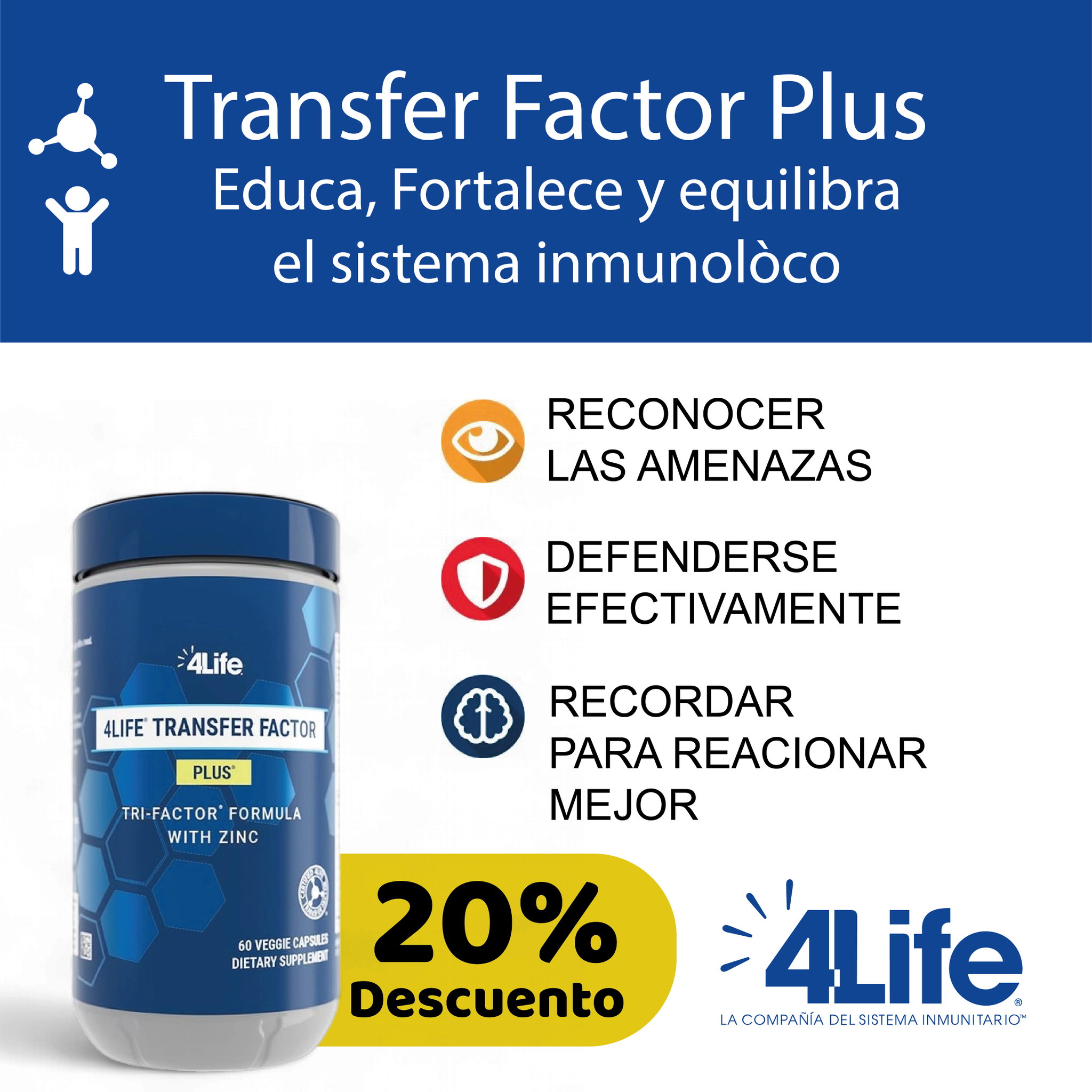 4Life Transfer Factor Plus con Zinc - Suplemento inmune_0