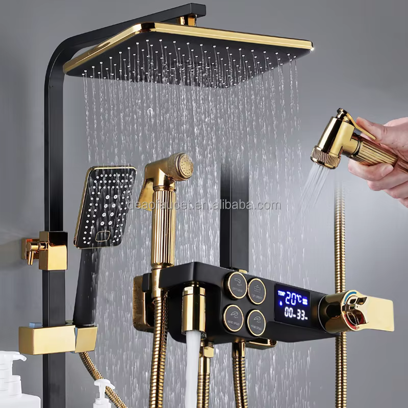 Ensemble robinet chaud froid salle de bain, robinet thermostatique ensemble de douche_0