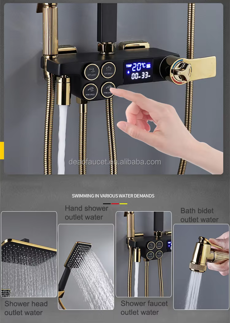 Ensemble robinet chaud froid salle de bain, robinet thermostatique ensemble de douche_2