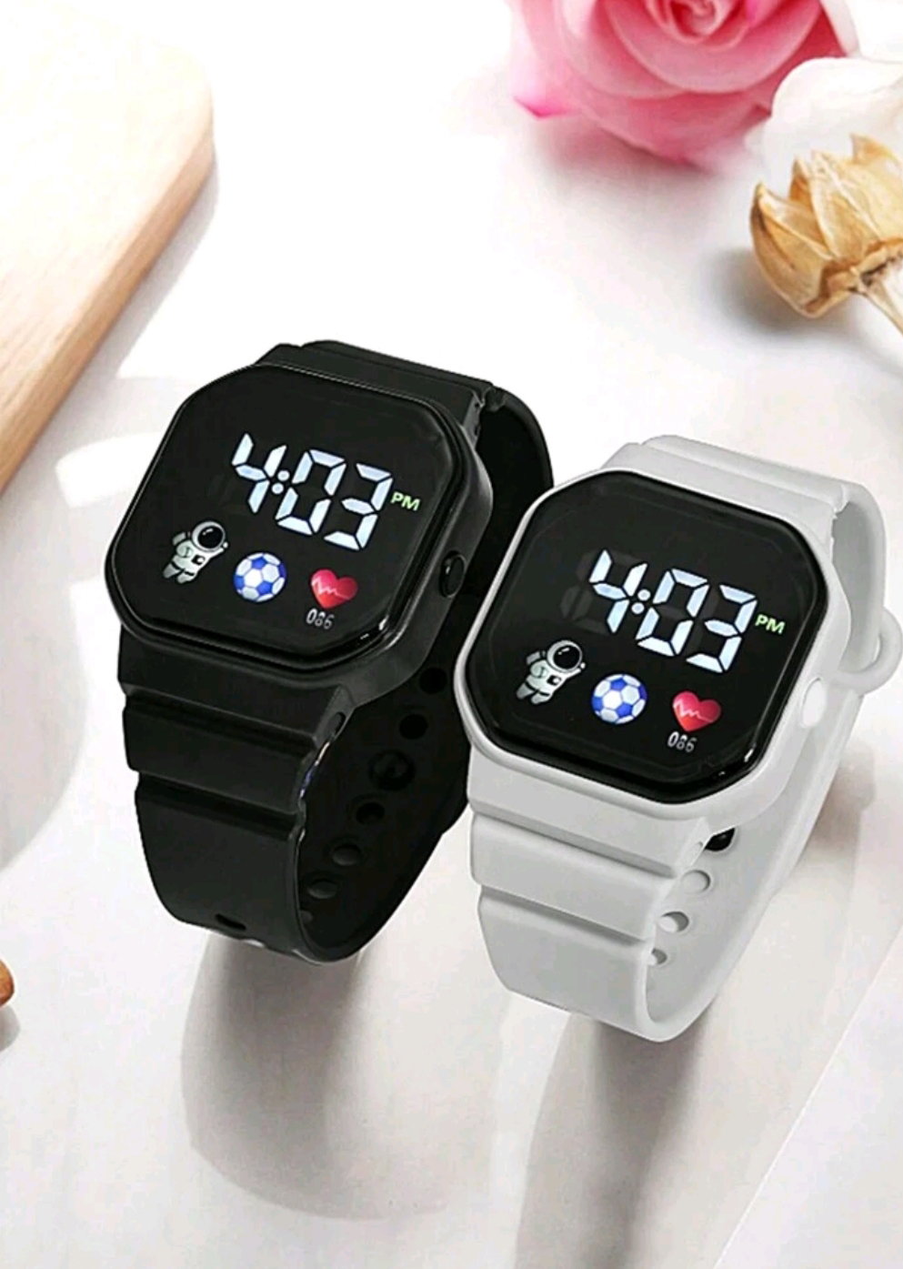 Two unisex couple digital watch