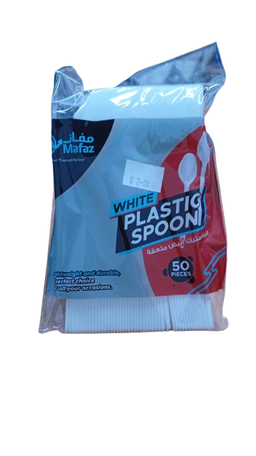 MAFAZ WHITE PLASTIC SPOON 50PCS