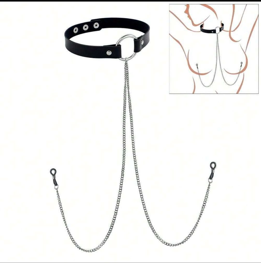 Styles Collier érotique sexy avec clips à mamelon