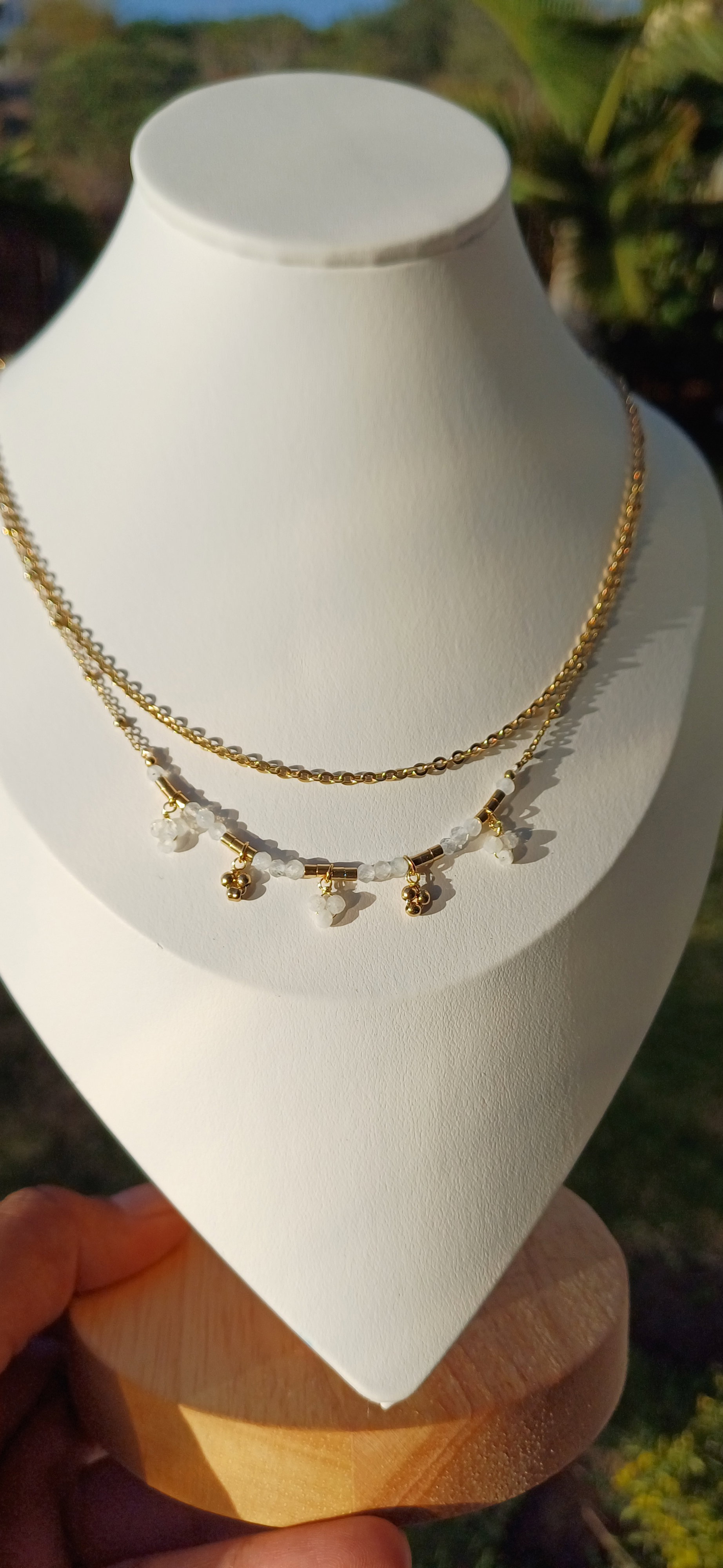White 2 layered Bohemian Necklace _1