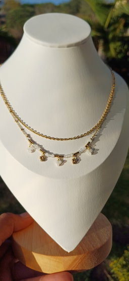 White 2 layered Bohemian Necklace 