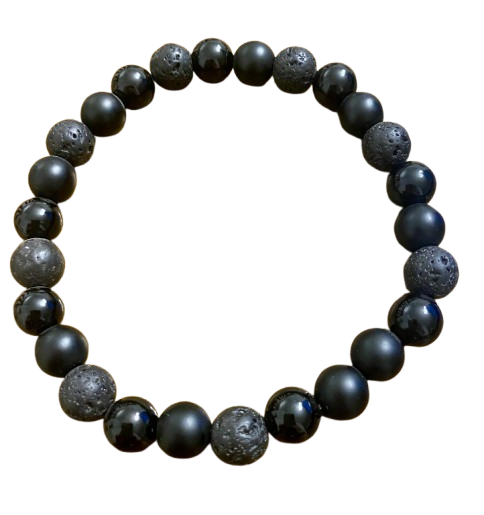 Pulsera Turmalina/piedra volcánica