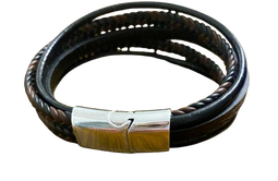 Pulsera Triple negra con cafe