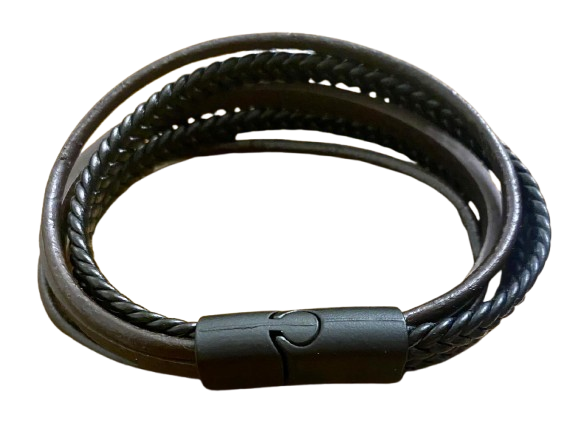 Pulsera Triple Negra con café_1