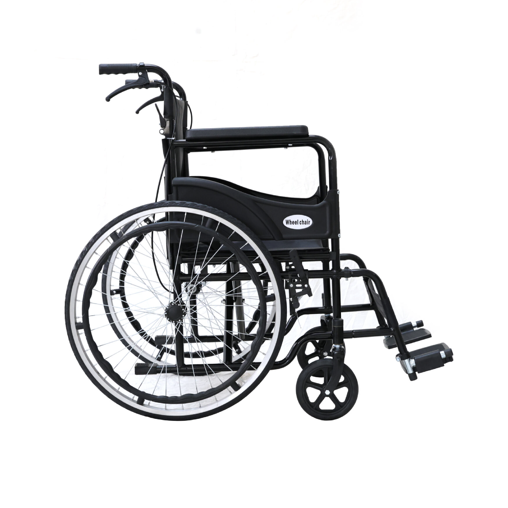 Fauteuil roulant pliable NOIR GM avec freins_1