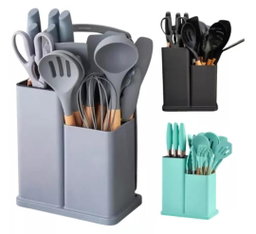 19pcs heat resistant silicone cooking  kitchen spoon set