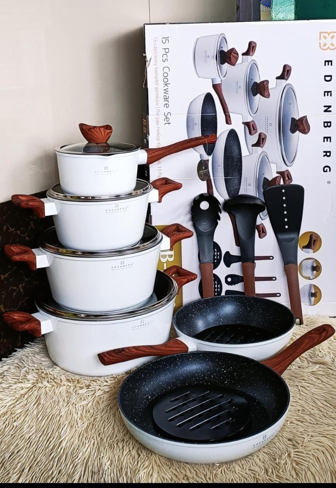 Edenberg 15 PC's Nonstick cooking pots _0