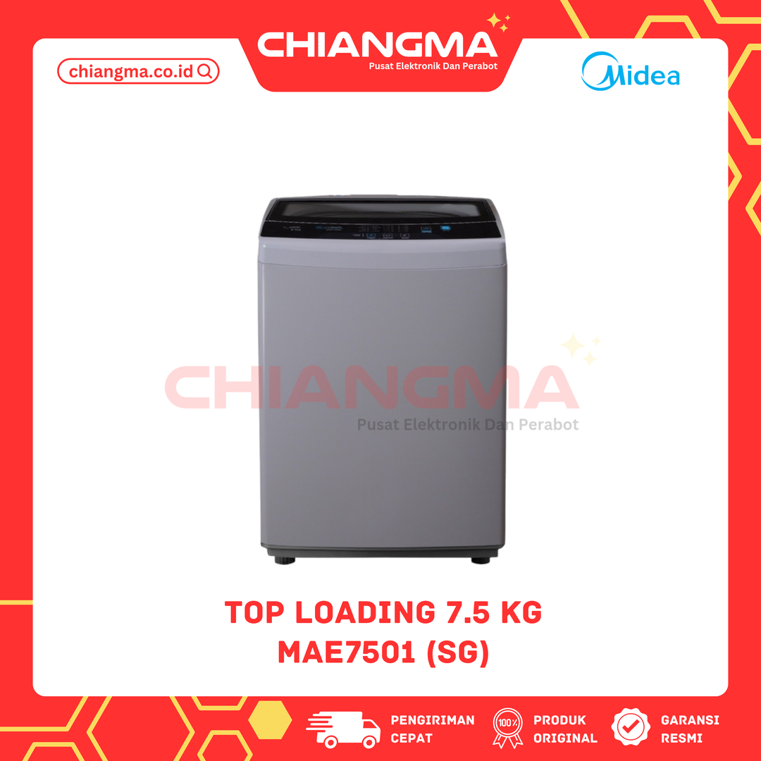 Midea Mesin Cuci Top Loading 7.5 Kg MAE7501 (SG)