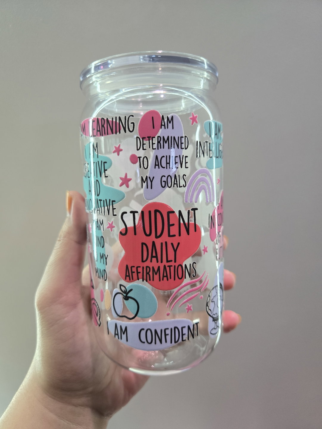 UV DTF Student Daily Affirmations Plastic Libby Cup (Ready Stock)