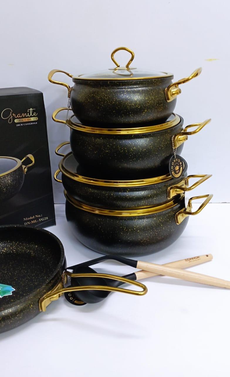 9 pcs granite coating cookware set- Black_0