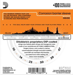 D Addario EXP10 Acoustic 80 20 10-47 Coated Guitar Strings