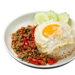Kapao chicken w/rice topped egg  ข้าวกะเพราไก่ไข่ดาว 