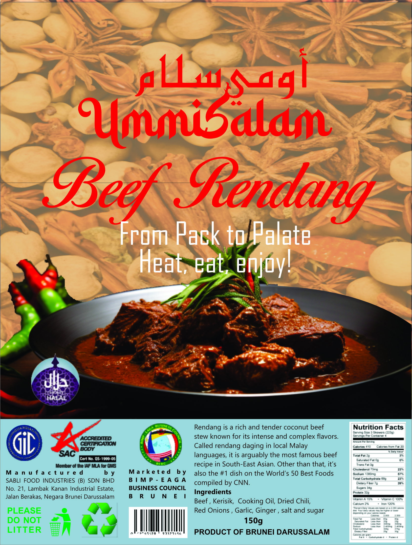 USBR- Beef Rendang - Beef rendang is a spicy, rich, and creamy  beef stew made with beef, spices, and coconut milk. 150g_0