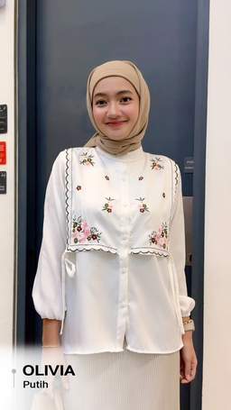 Olivia Blouse Bahan Shakila Polos Rompi Bordir - size XL