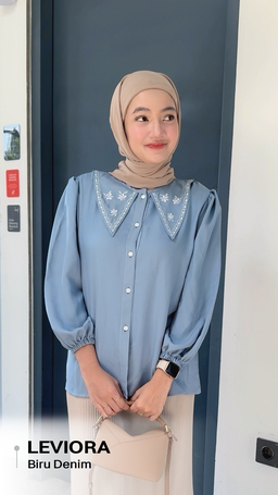 Leviora Blouse Bahan Shakila Polos Bordir - Size XL