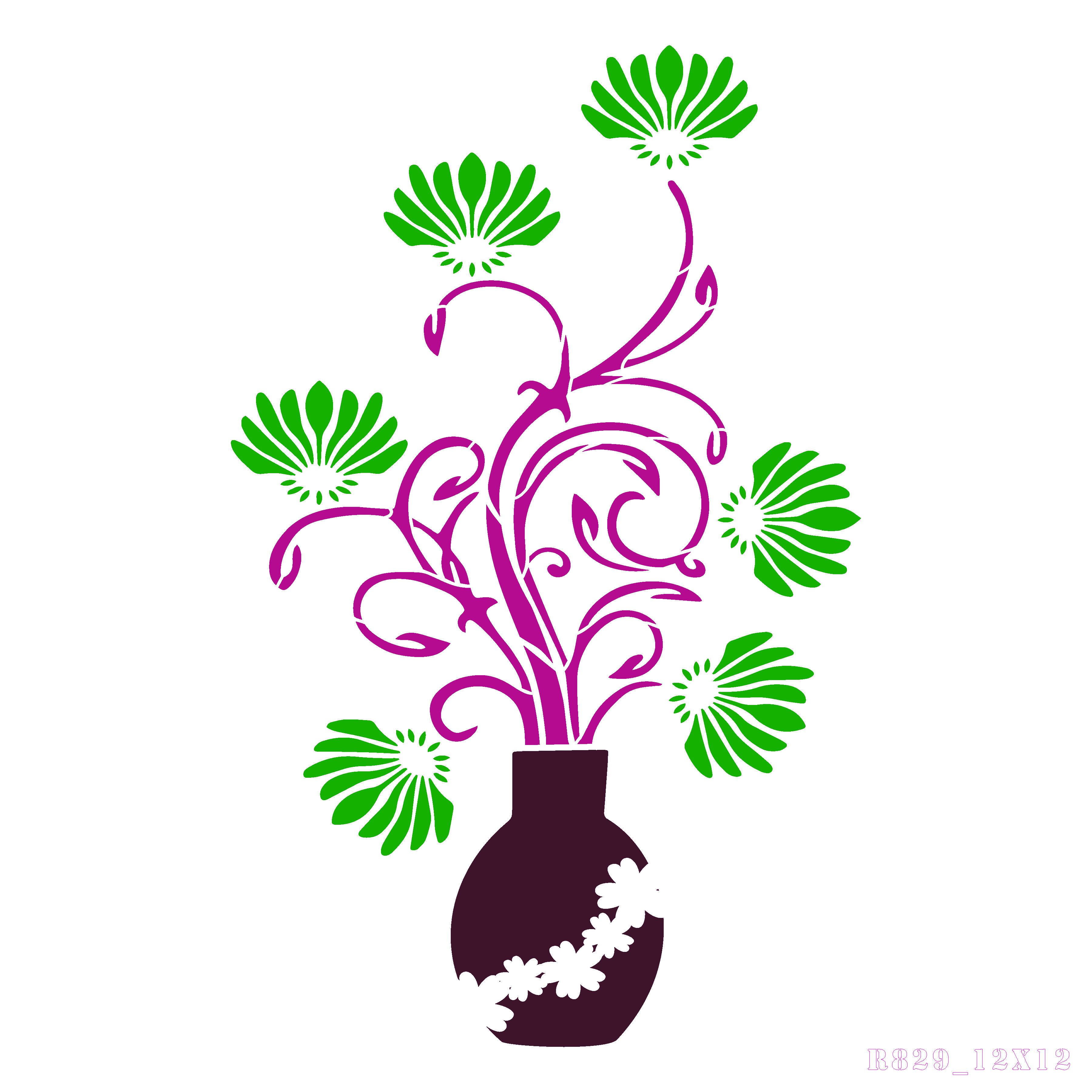 R829_Flower Wall Stencil