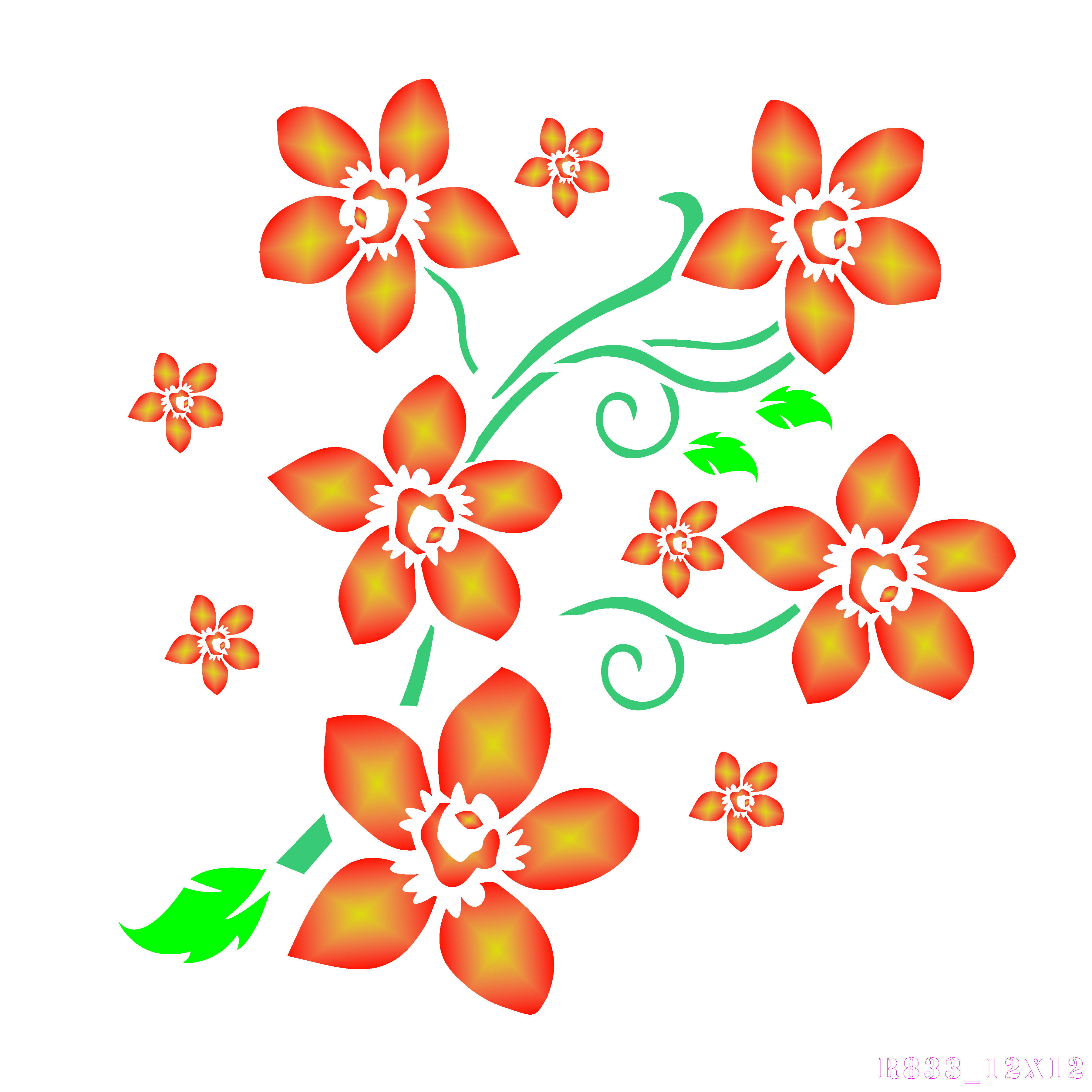 R833_Flower Wall Stencil