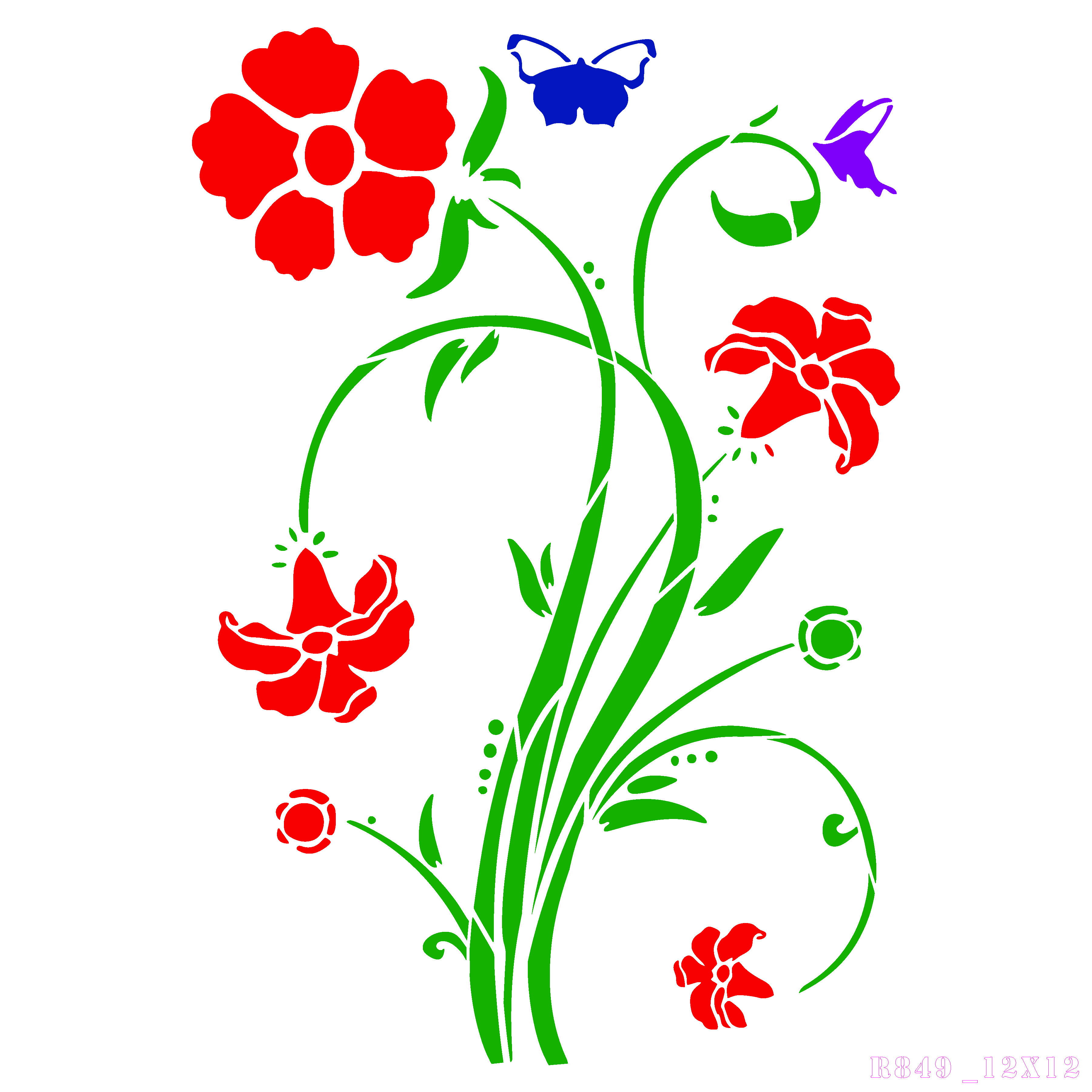 R849_Flower Wall Stencil
