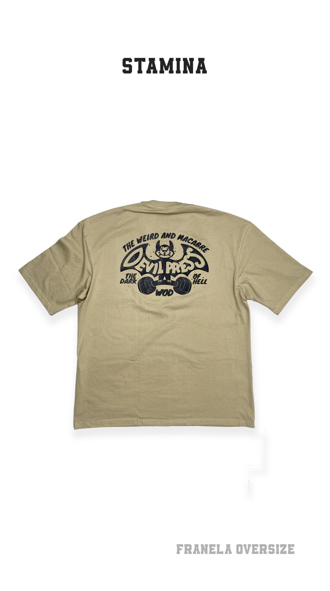 Franela de Caballero Oversize - Devil Press - Beige