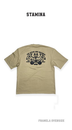 Franela de Caballero Oversize - Devil Press - Beige