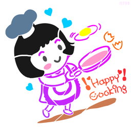 R736_Cooking Girl Wall Stencil