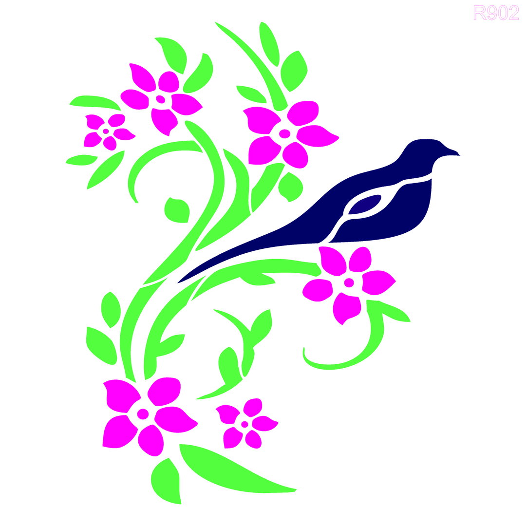 R902_Branches& Bird Wall Stencil