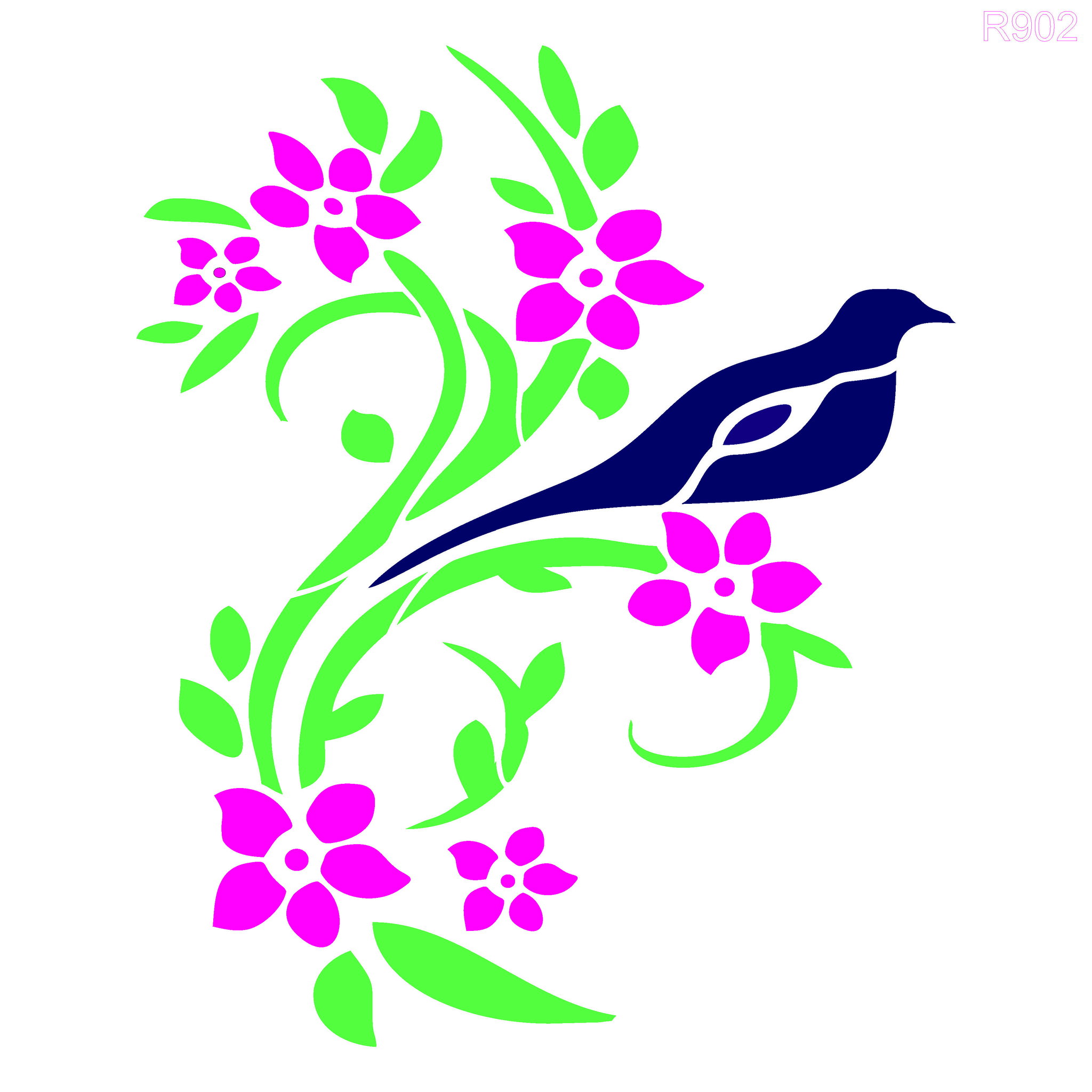 R902_Branches& Bird Wall Stencil_0
